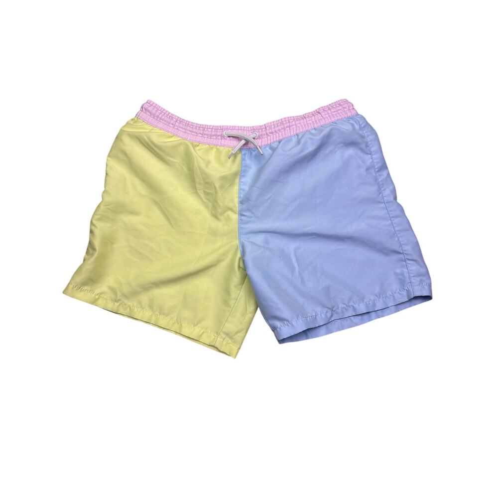H&M Kids Color Block Swim Trunks Boys 6-8Y Pastel Blue Yellow Pink Board Shorts